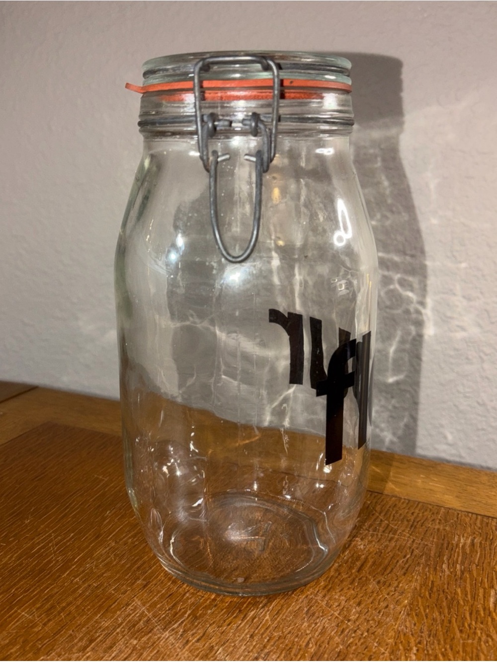 Vintage 70"s Clear Glass FLOUR Canister With Black Letters - Picture 2 of 9